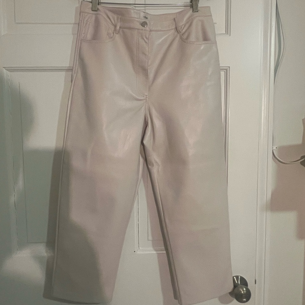 Aritzia Cream vegan Leather Pants